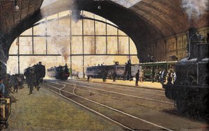 Dworzec Centralny, Mediolan – Angelo Morbelli (1853-1919) Olej na płótnie autorstwa Angelo Morbelli