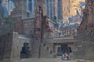 Scenografia do Opery Aida autorstwa Giuseppe Verdiego, 1923. autorstwa Angelo Parravicini