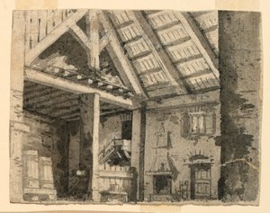 Scenografia, wnętrze wiejskiej kwatery autorstwa Angelo Toselli