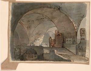 Scenografia, podziemna przestrzeń sklepiona z grobowcami autorstwa Angelo Toselli
