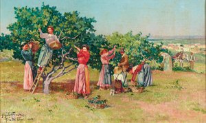 Żniwa w Toskanii autorstwa Angiolo Tommasi