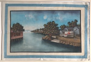 Album zawierający dwanaście obrazów przedstawiających sceny wzdłuż rzeki autorstwa Anglo-Chinese School