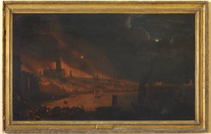 Wielki pożar Londynu, ok. 1666-1700 (olej na płótnie) autorstwa Anglo-Dutch School
