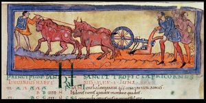 Cott Tib B V f.3 Orka, z kalendarza, ok. 1030 (welum) autorstwa Anglo Saxon