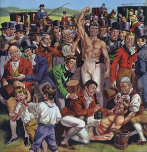 Boks w Anglii na początku XIX wieku (kolorowa litografia) autorstwa Angus McBride