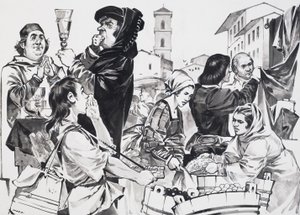 Florentine Trading (gwasz na papierze) autorstwa Angus McBride