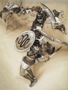 Horatii (gwasz na papierze) autorstwa Angus McBride