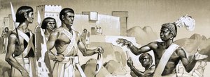 Hyksosi, faraon Kamose instruuje specjalnie wyszkolonych czarnych wojowników w zakresie taktyki bitewnej. autorstwa Angus McBride