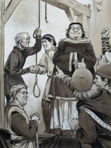 Średniowieczna sprawiedliwość (gwasz na papierze) autorstwa Angus McBride