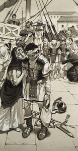 Rzymska porażka (gwasz na papierze) autorstwa Angus McBride
