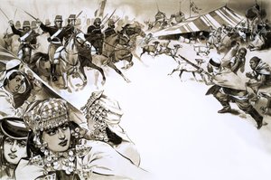 Francuska inwazja na Algierię (gwasz na papierze) autorstwa Angus McBride