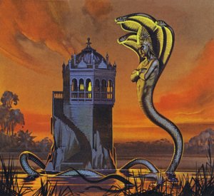 Naga-Król (kolorowa litografia) autorstwa Angus McBride