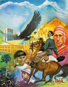 Historia Ameryki Południowej (gwasz na papierze) autorstwa Angus McBride