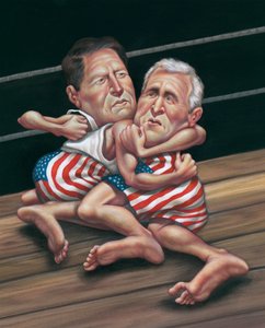 Epic Battle, 2000 (akryl na płycie ilustracyjnej) autorstwa Anita Kunz