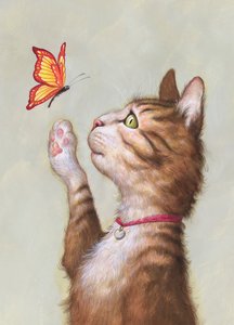 Eustace Tabby, 2019 (akryl na płycie ilustracyjnej, niepublikowany) autorstwa Anita Kunz