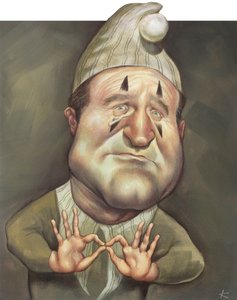 Robin Williams, 2000 (akryl na płycie ilustracyjnej) autorstwa Anita Kunz