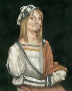 Autoportret z zarostem, 2011 (farba akrylowa na płycie ilustracyjnej) autorstwa Anita Kunz