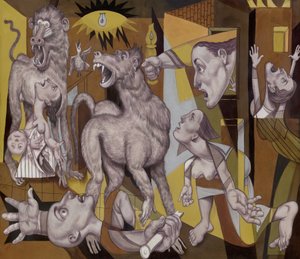 Guereza Guernica, 2018 (farba akrylowa na płycie ilustracyjnej)