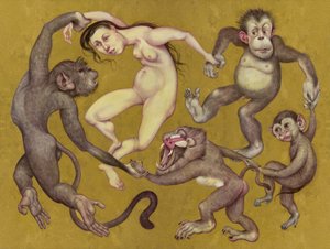 The Tamarin Dancers, 2015 (farba akrylowa na płycie ilustracyjnej) autorstwa Anita Kunz