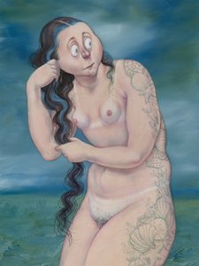 Venus Rising After A Dip, 2018 (farba akrylowa na płycie ilustracyjnej) autorstwa Anita Kunz