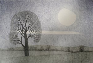 Lutowy Księżyc, 2010 (kolorowy ołówek na papierze)