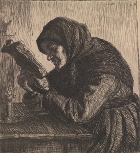 Duński: Czytająca stara kobieta autorstwa Anna Ancher