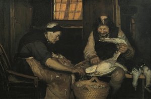 Staruszkowie wyrywające mewy. Lars Gaihede i stara Lene autorstwa Anna Ancher