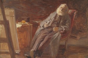 Malarz Vilhelm Kyhn palący fajkę autorstwa Anna Ancher