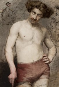 Polish: Półakt męski - studium Study of a semi-nude male