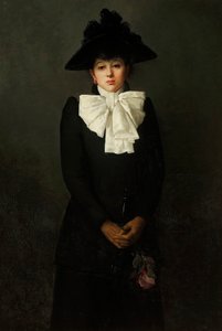 Portret młodej kobiety z różą w dłoni