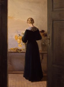 Dziewczyna układająca kwiaty autorstwa Anna Kirstine Ancher
