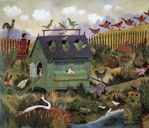 Zajęte ptaki, 2001 (akryl) autorstwa Anna Pugh