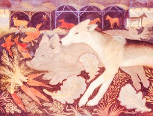 Jenny zagląda do świńskiego ucha, 2013 (akryl) autorstwa Anna Pugh