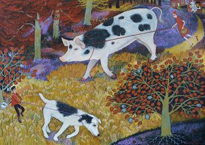 Truffling, 2020 (akryl) autorstwa Anna Pugh
