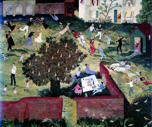 Przeciąganie liny, 2000 (akryl) autorstwa Anna Pugh