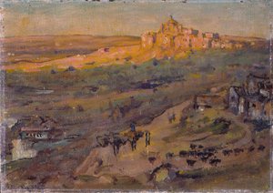 Toledo Hiszpania, Afternoon Sun (olej na płótnie naklejonym na deskę warstwową)
