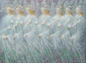 Objawienia wiosny (dyptyk), prawy panel, 2012 (olej na belgijskim płótnie) autorstwa Annael Anelia Pavlova