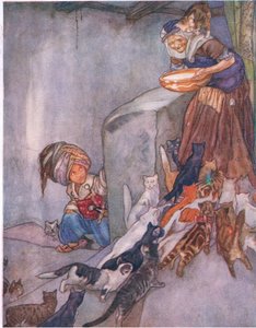 Mleko dla rodziny, z Wielkiej księgi dla dzieci (Herbert Strang) wydanej przez Humphrey Milford, Oxford University Press, ok.1920 autorstwa Anne Anderson