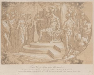 Aleksander Wielki uwalniający Timokleę, mroźną bea..., ca. 1729-40 autorstwa Anne Claude Philippe de