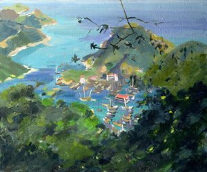 Widok na Aberdeen ze szczytu, Hongkong