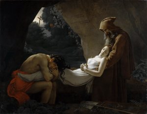 Złożenie do grobu Atala, 1808 r. autorstwa Anne Louis Girodet de Roucy Trioson