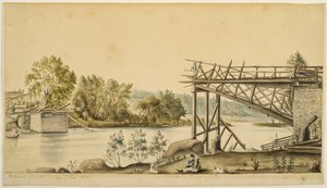 Niekompletny most, Palatyn, Nowy Jork, 1808 (akwarela i grafit na papierze)