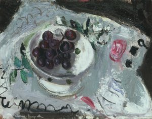 Danie z winogron, ok. 1957 r. (olej na desce) autorstwa Anne Redpath