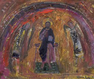 W kaplicy, Torcello (olej na płótnie) autorstwa Anne Redpath