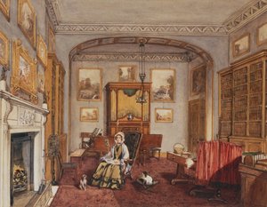 Buduar w Northwick Park, c.1830 (ołówek i akwarela) autorstwa Anne Rushout