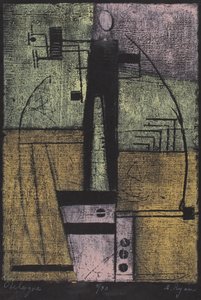 Obelisque (kolorowy drzeworyt) autorstwa Anne Ryan