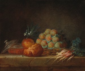 Martwa natura z Brioche, owocami i warzywami, 1775