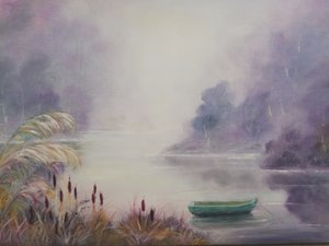 Łódź wiosłowa na jeziorze Misty