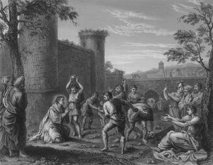Ukamienowanie św. Szczepana (rycina) autorstwa Annibale (after) Carracci