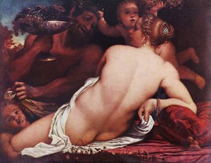 Niemiecki: Bachantka Wenus z satyrem i kupidynami autorstwa Annibale Carracci
